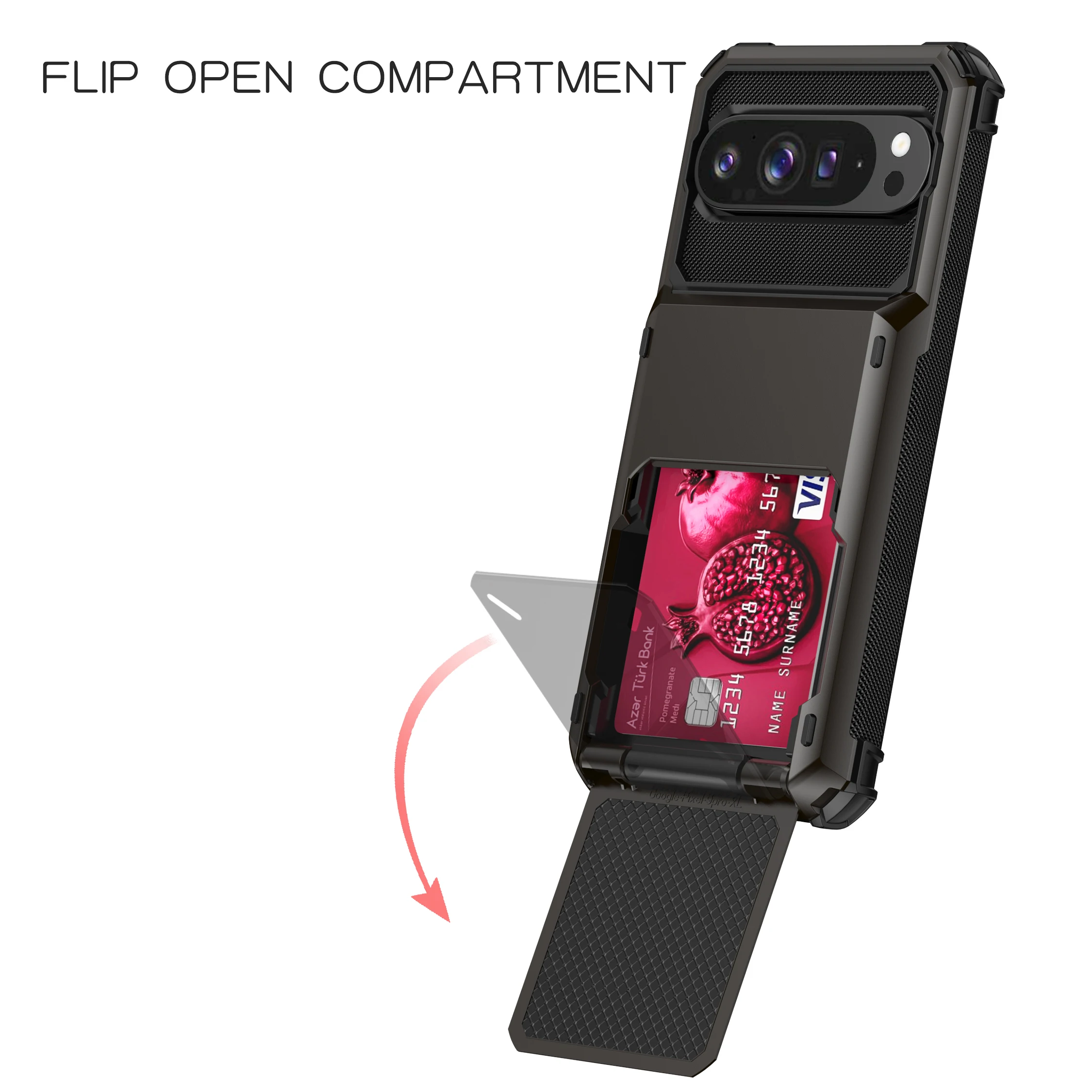 Shockproof Protective Case with Credit Card Holder Slot and Large Storage Capacity