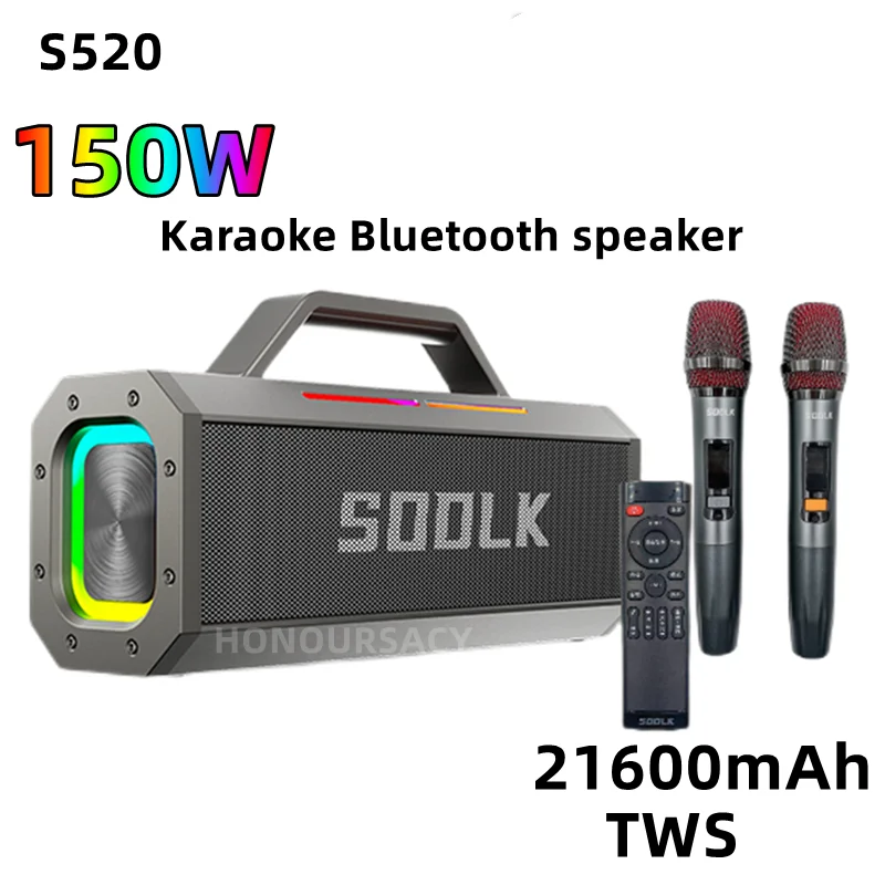 

SODLK 150W High Power Karaoke Bluetooth Speakers Stereo Surround Subwoofer Portable Home Theater Sound with Microphone Boombox