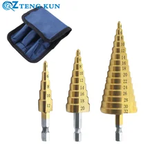 

3Pcs/Set 4-12mm4-20mm4-32mmHSS Straight Groove Step Drill Bit Titanium-Plated Hexagonal Shank Step Drill Bit Metal Hole Cutter