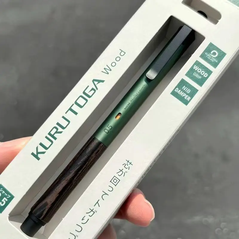 New Japan Uni Kurutoga Mechanical Pencil M5-KW/M5-KH Wood/Metal Grip Stable Anti-Break Writing Pen for Drawing Sketching Luxury