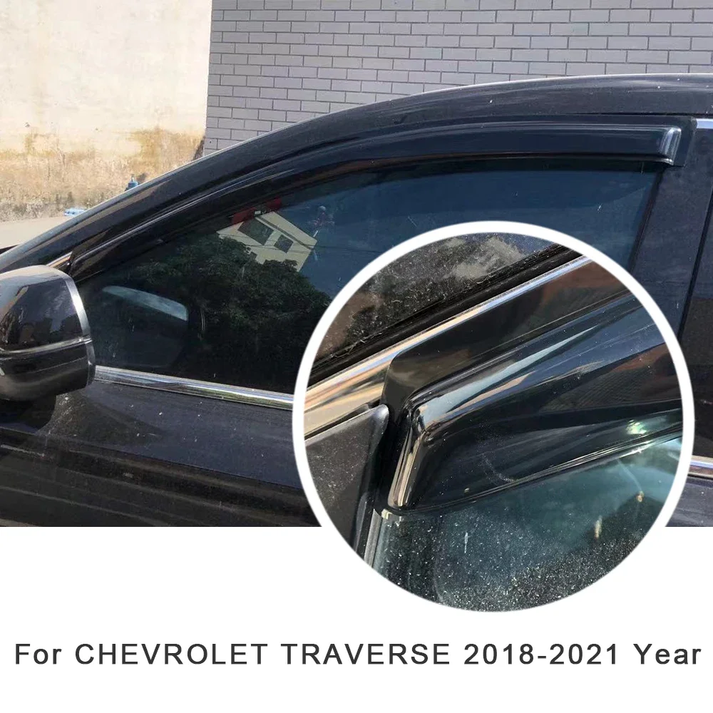 For Chevrolet Traverse 2009-Auto Black Tinted Car Side Window Visor Guard car accessories Vent Awnings Shelters Rain Guard Door Ventvisor