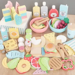 Wooden Pretend Play Food Kitchen Toys Classic Cutting Cooking Set Kids HousePlay Educational Imitation Game Toys for Girls Boys