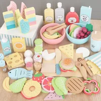 Wooden Pretend Play Food Kitchen Toys Classic Cutting Cooking Set Kids HousePlay Educational Imitation Game Toys for Girls Boys 1