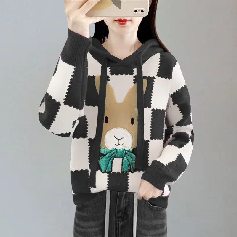 Fashion Printed Spliced Sequined Hoodies Sweatshirts Female Clothing 2023 Autumn Winter Loose Casual Tops Korean Sweatshirts