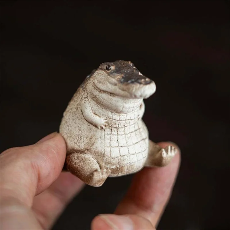 Tea Pet Purple Clay Handmade Crocodile Tea Figurine Household Supply Fine Workmanship Decorative
