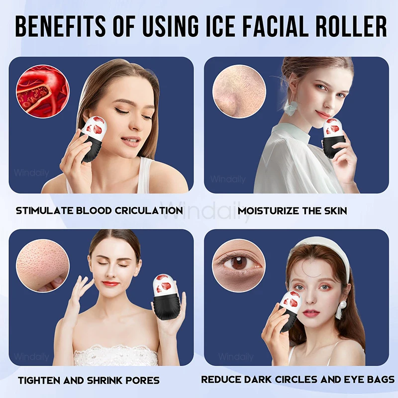 Silicone Ice Roller Face Eye Reusable Ice Cube Facial Roller Ice Mold Skin Care For Shrink Pores Anti Wrinkle Reduce Puffiness