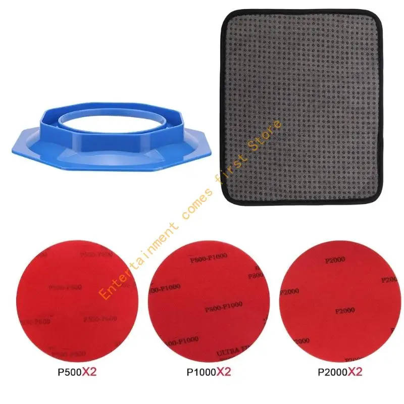 Set per cura della finitura del bowling con 6 dischi, telaio supporto e panno 55KD - immagine 2