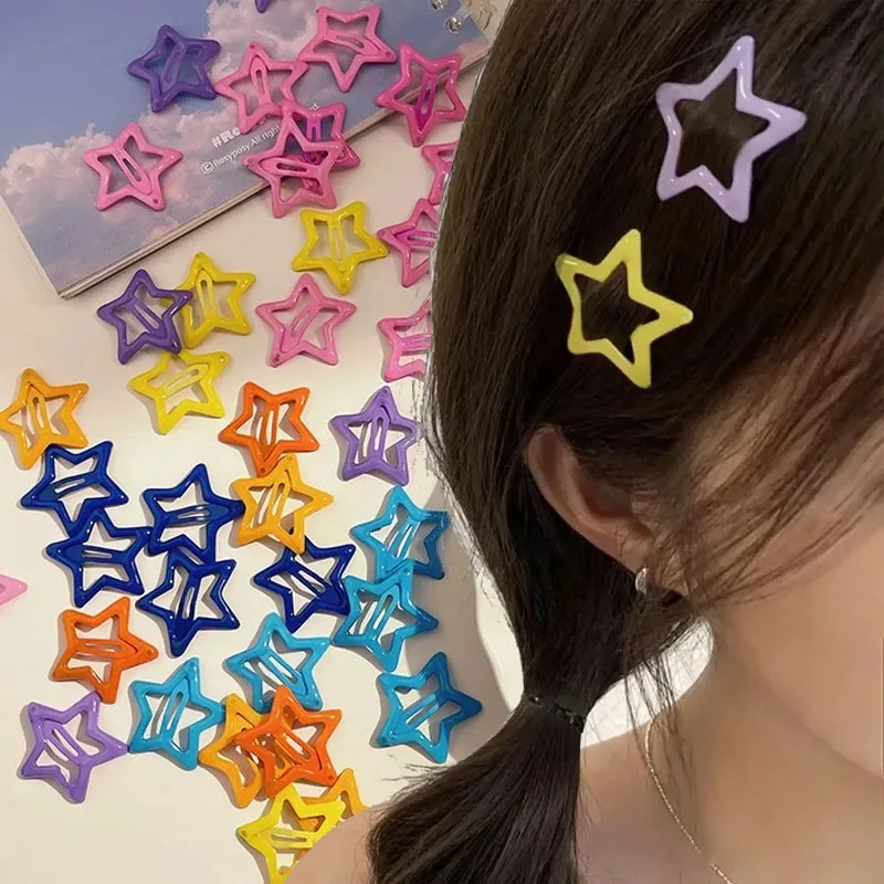 Colorful Star Hair Clips 10PCS 3.2cm Girls Hair Accessories - Uniqwear