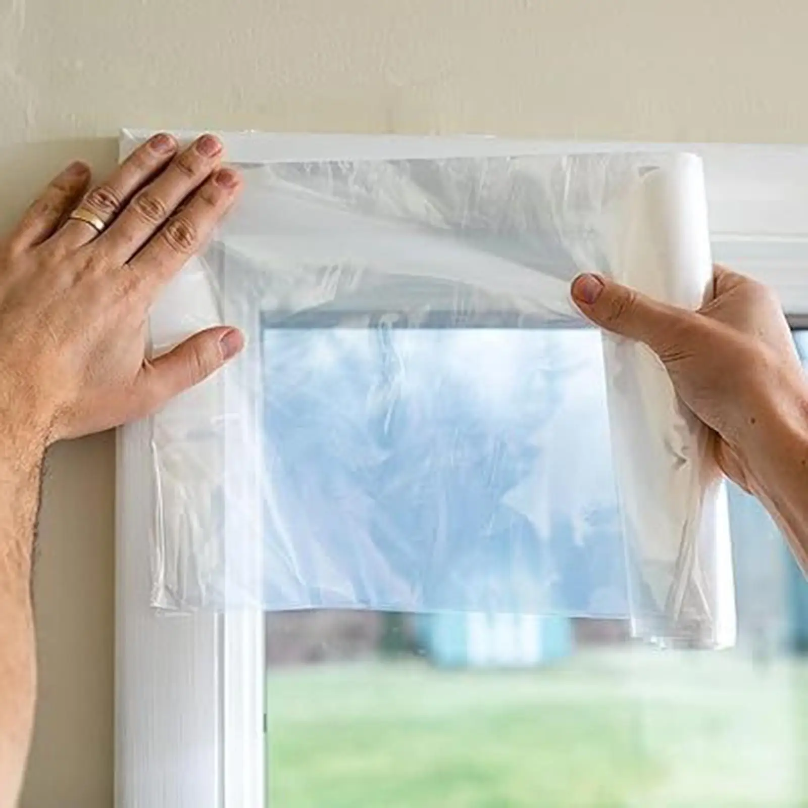 Clear Shrink Window Film Thermal Insulation Kit for Home Windows Year Round Comfort with Strong Adhesion Tape