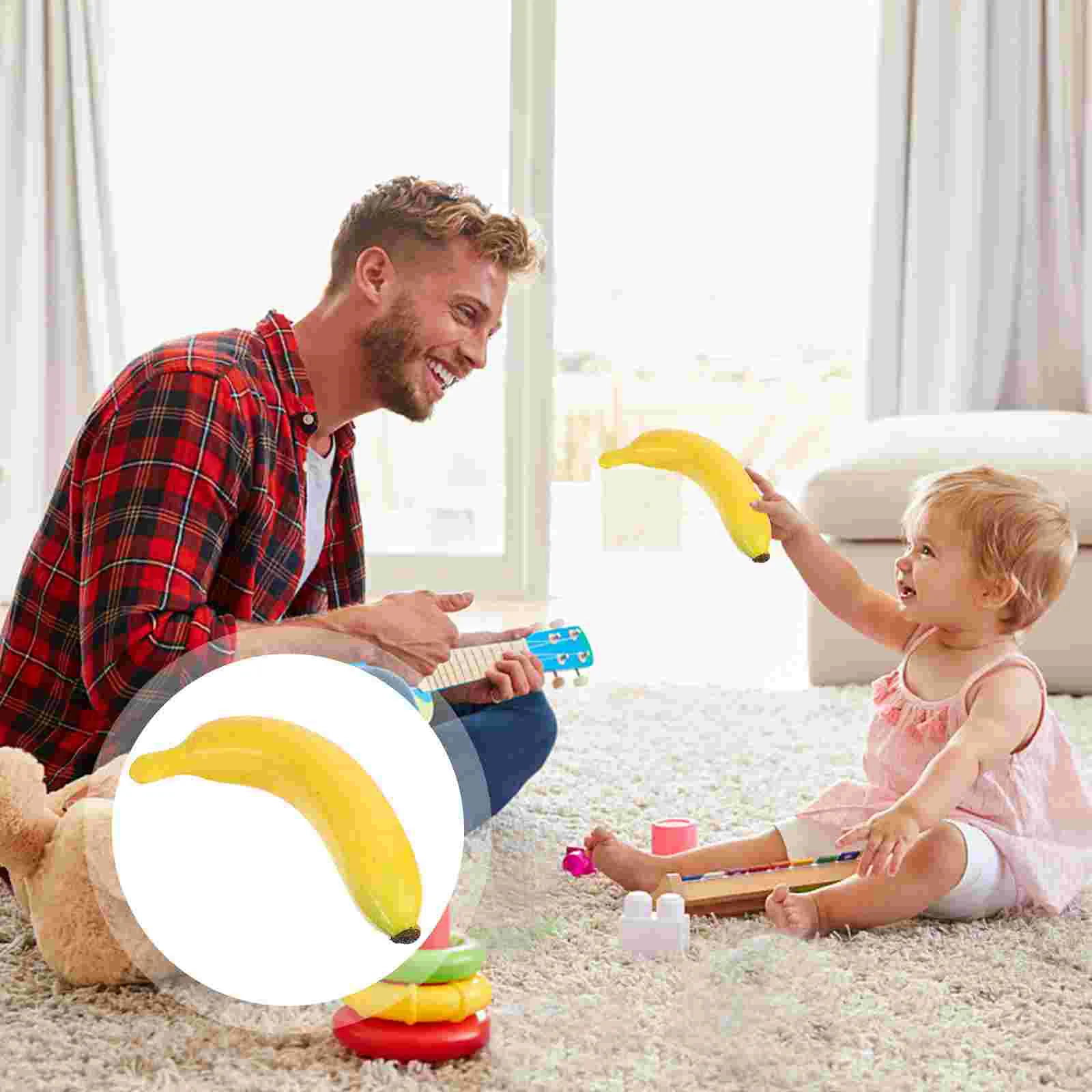 Kids Fruit Shaker Simulated Photography Early Education Props (banana)Toy Model Green Abs Baby