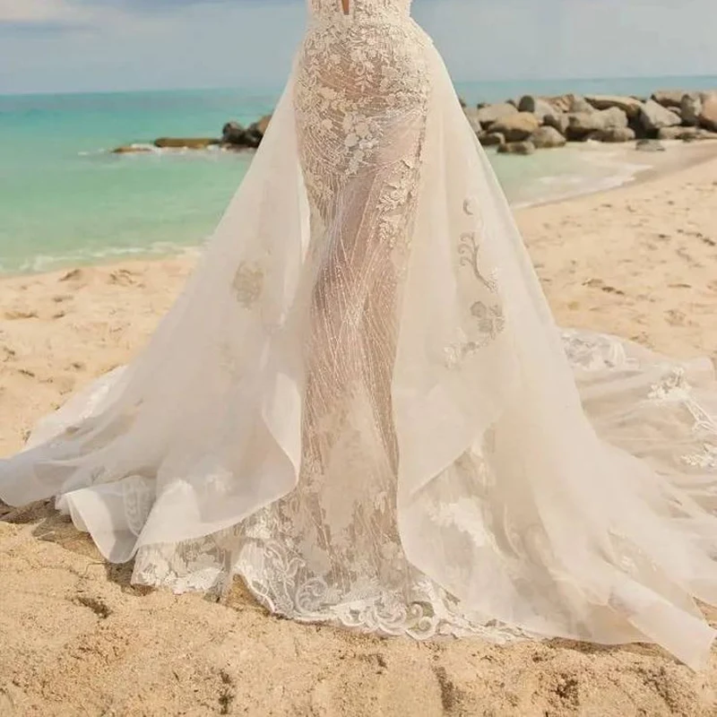 High Quality Lace Appliques Bridal Detachable Skirt White Ivory Wedding Removable Train For Dresses Custom Made Petticoat
