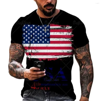 Fashionable Independence Day USA Flag Pattern 3D Print Shirt