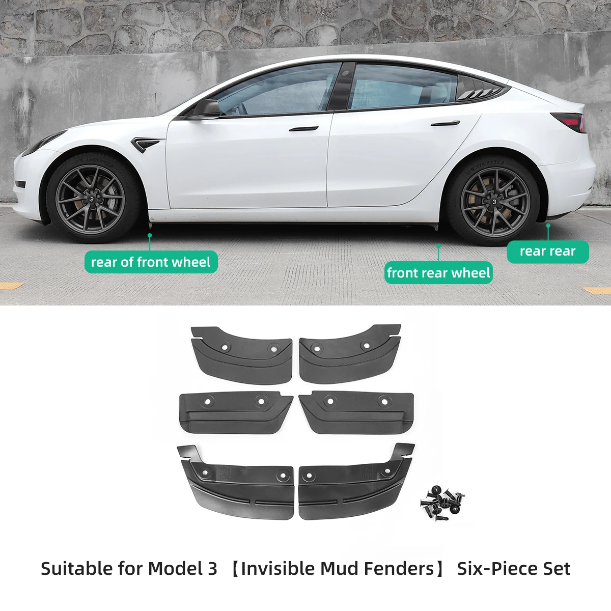 LUCKEASY per Tesla Model Y 2020-2024 paraspruzzi ruota posteriore accessori  per la modifica dell'auto modello 3 paraspruzzi parafanghi Kit - AliExpress