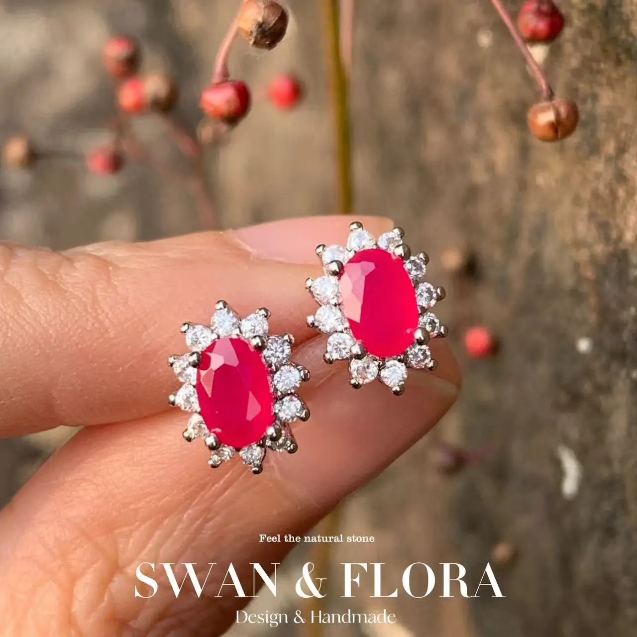 5*3MM Oval Natural Ruby Earrings 925 Silver Stud Earring For Women 925 Sterling Silver Cute Gift Prevent Allergy Fine Jewelry