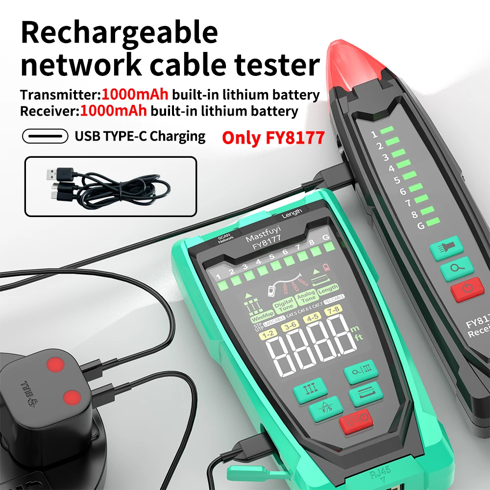MASTFUYI FY8177 Network Cable Tester RJ45 LAN Cable Tester Finder Wired Tracker Receiver Network Maintenance Tool 5