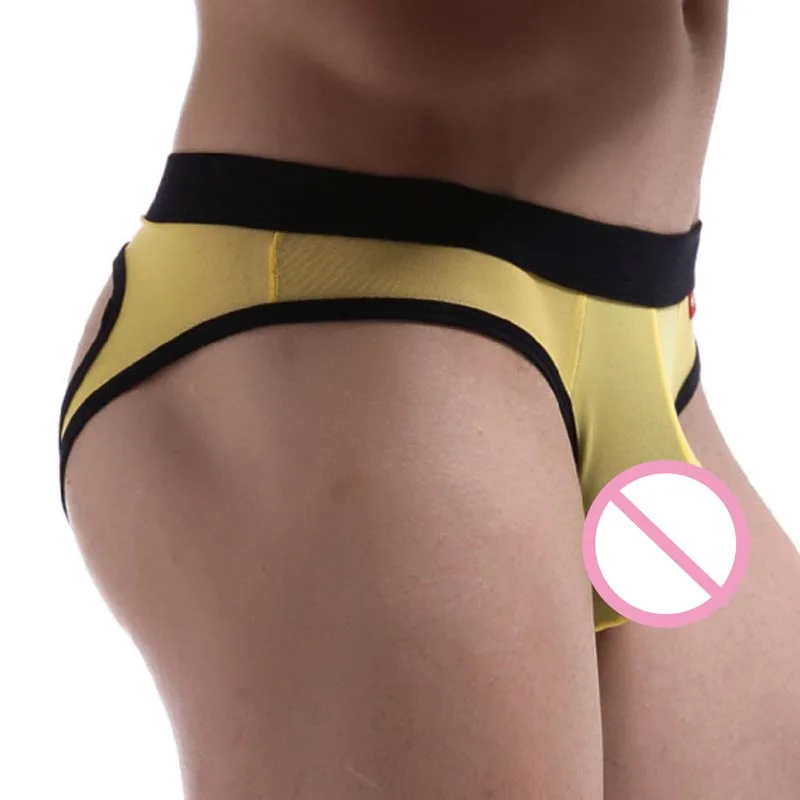 New Mens Back Hollow Out Briefs Transparent Mesh Sexy U Convex Penis Pouch Thongs Gay Underwear Erotic Fetish Jockstrap Lingerie 6