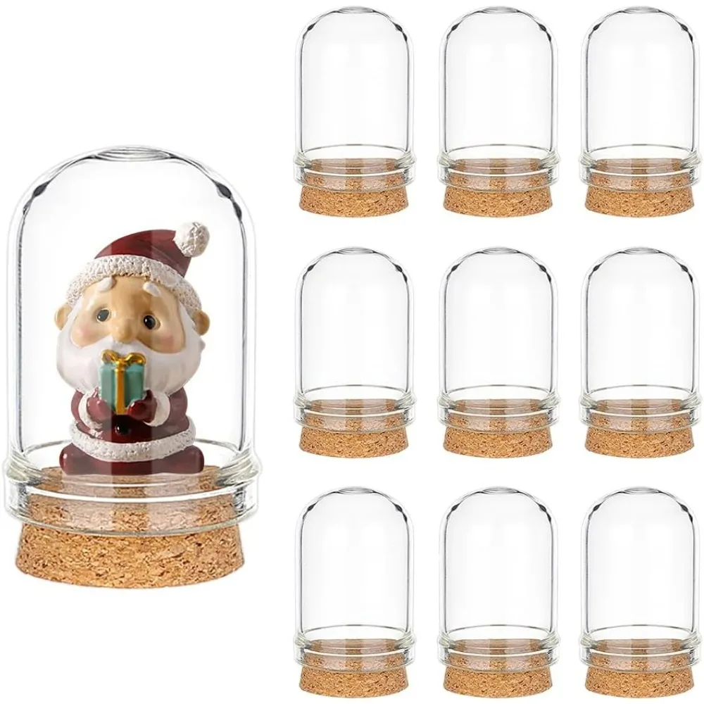 1 Box Cloche Bell Jar Display Dome with Cork Base 8ml Mini Glass Bottles Dome Decorative Jars Display Case for Flower Storage storage box
