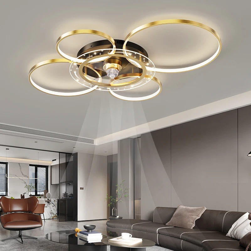 

Factory Direct Sales LED Multi-style Simple Fan Light Remote Control Dimming Speed Adjustable LED Ceiling Fan Ceiling Fan Light