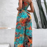 Summer 2024 New Fashion Tube Top Casual Jumpsuit for Women Chic Casual Lace Up Print Women Jumpsuit Holiday Lady Clothes - Image 5