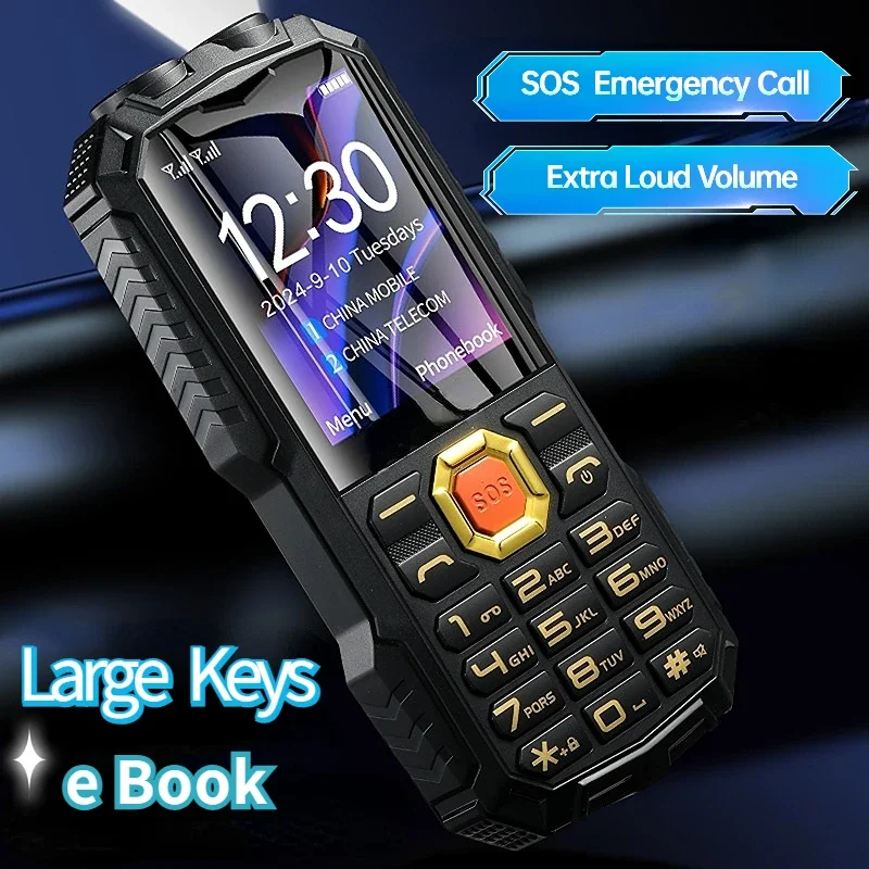 4G LTE Durable Elderly Phone with Power Bank Two Sim Big Keypad Large Battery SOS Call Speed Dial Flashlight for Seniors 6