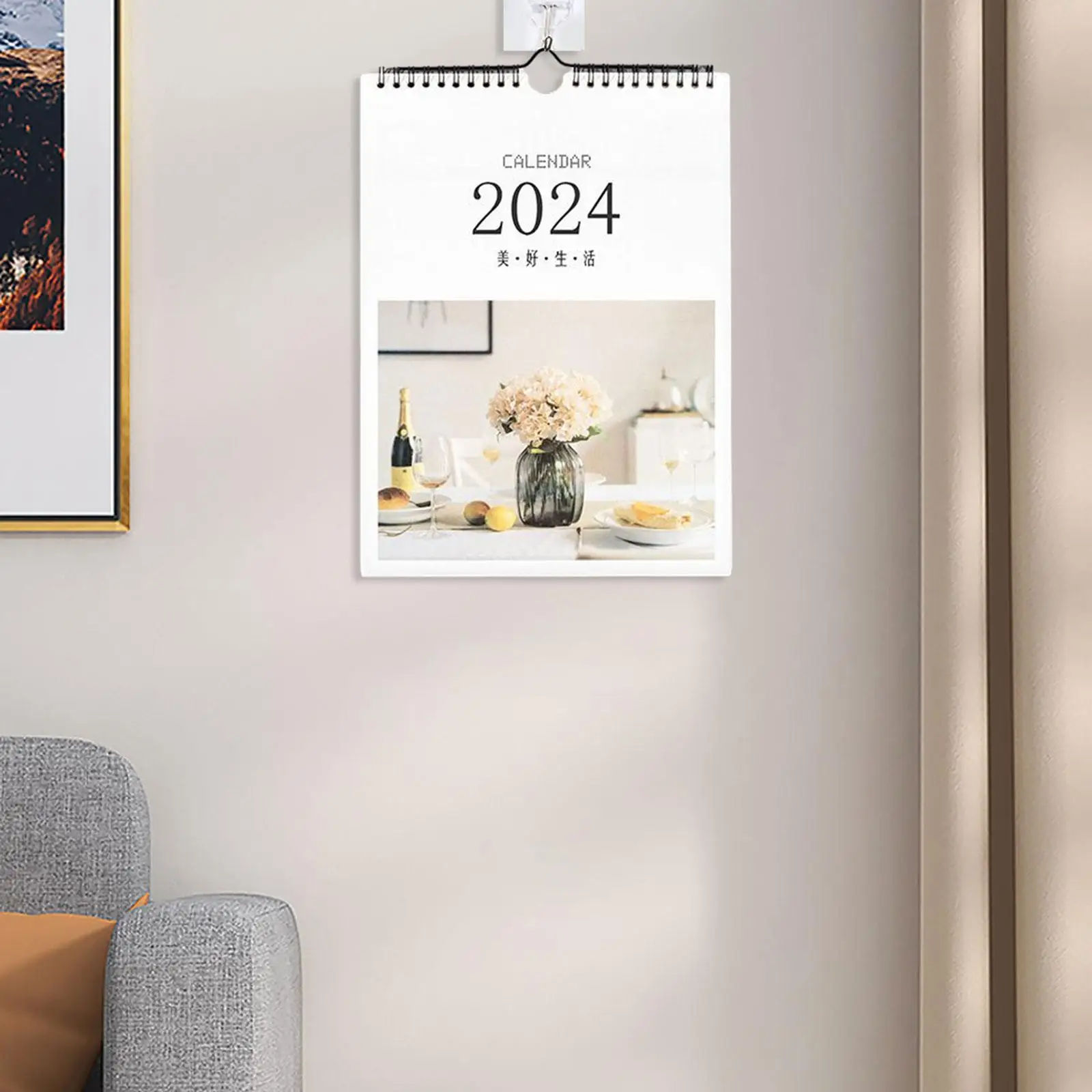 Coil Wall Calendar with Hook with Thick Paper Hanging Schedule 16 Month Calendar 2024 Calendar for Business Office Home Bedroom