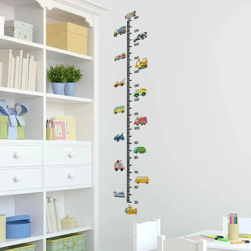 Transport Truck Cars Growth Chart Wall Stickers for Kids Measure Height Wall Chart Children Ruler Nursery Room Decor Art wall stickers
