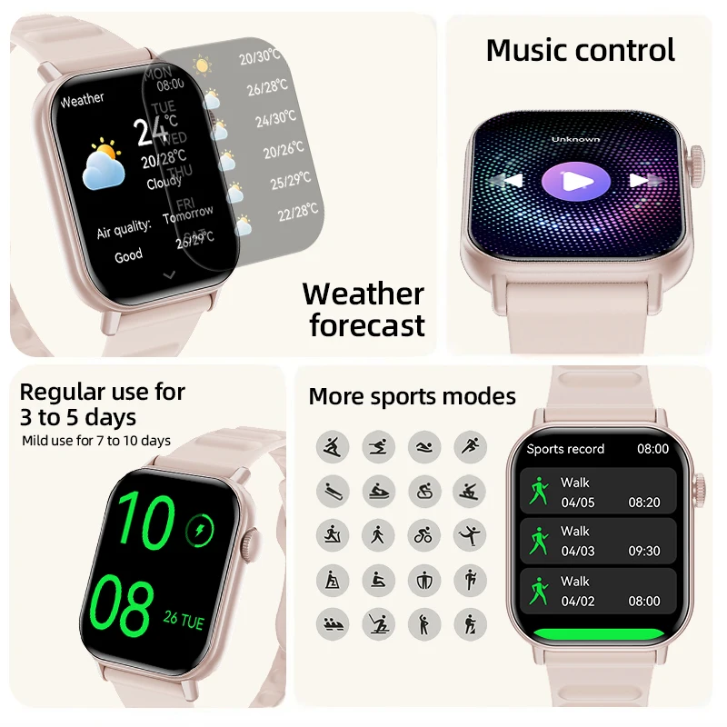 ���ο� �м� ����Ʈ �ð� ���� 1.83 ''���� ��ũ�� ���� ���� �������� ��ȭ ���� �ǰ� ���� ���� ��� Smartwatch