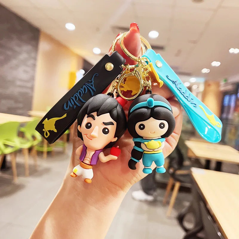 Disney Aladdin Keychain Jasmine Spirit Pendant Key Ring Women Car