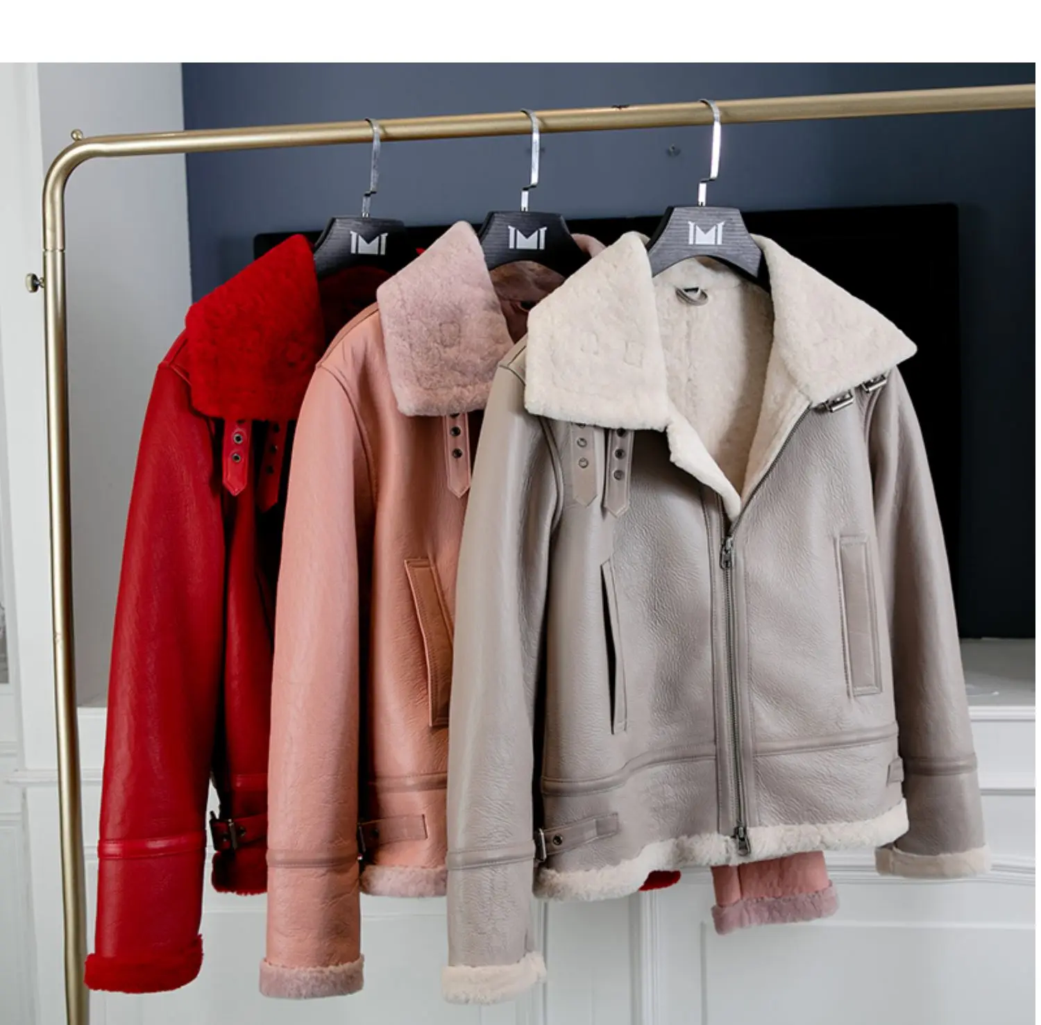 

2023Hot Sale Natural Fur Coat Women Sheep Shearling Female Jacket Short Motorcycle Leather Jacket Autumn Winter Abrigo Mujer Pp