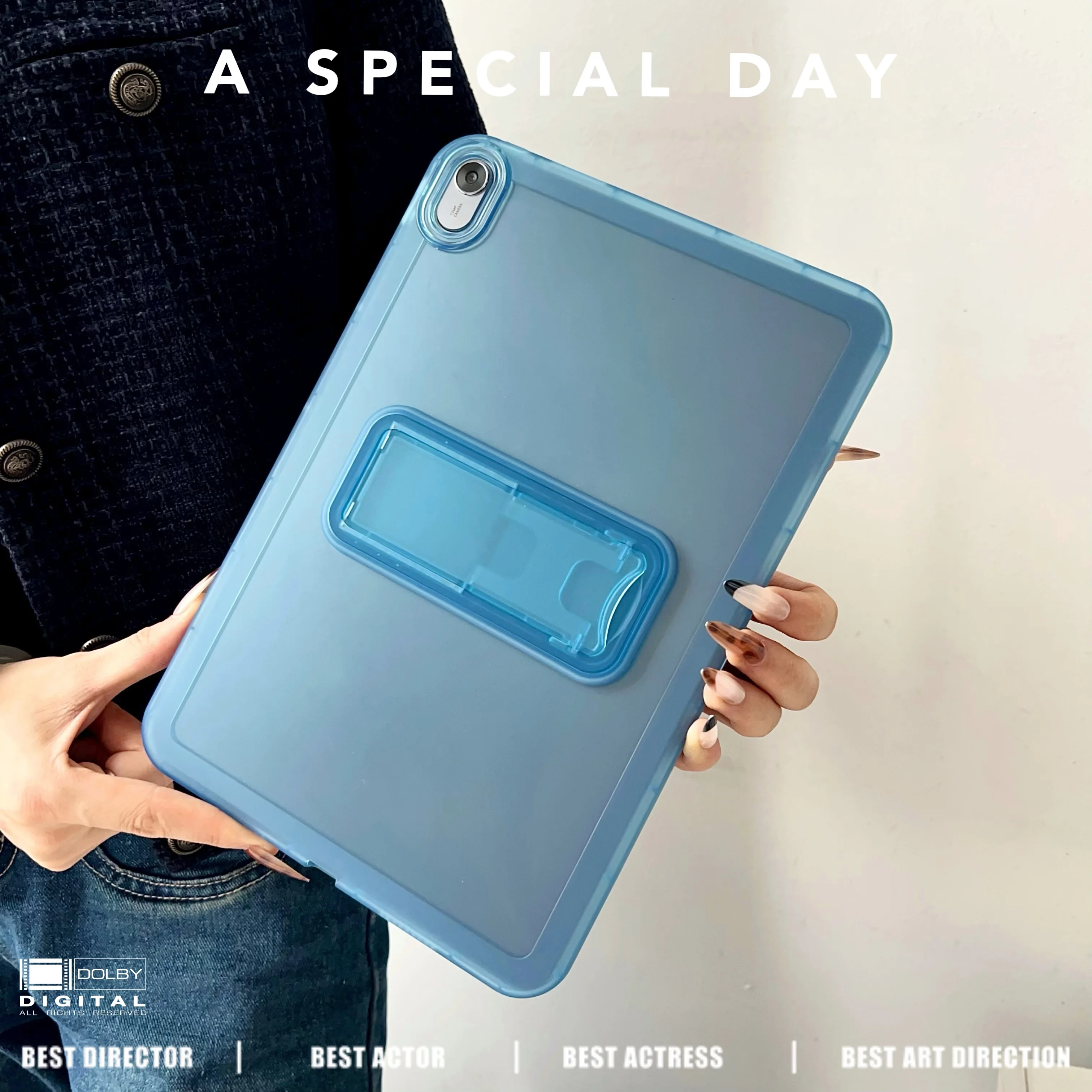 Shockproof Transparent Tablet Cover with Hard PC+TPU Stand