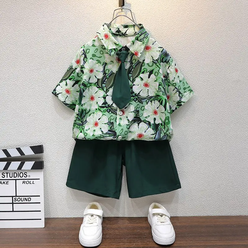 

Boys Summer Suit Childrens Loose Summer Clothing Handsome Boys Short Sleeved Summer Clothing Kids Clothes