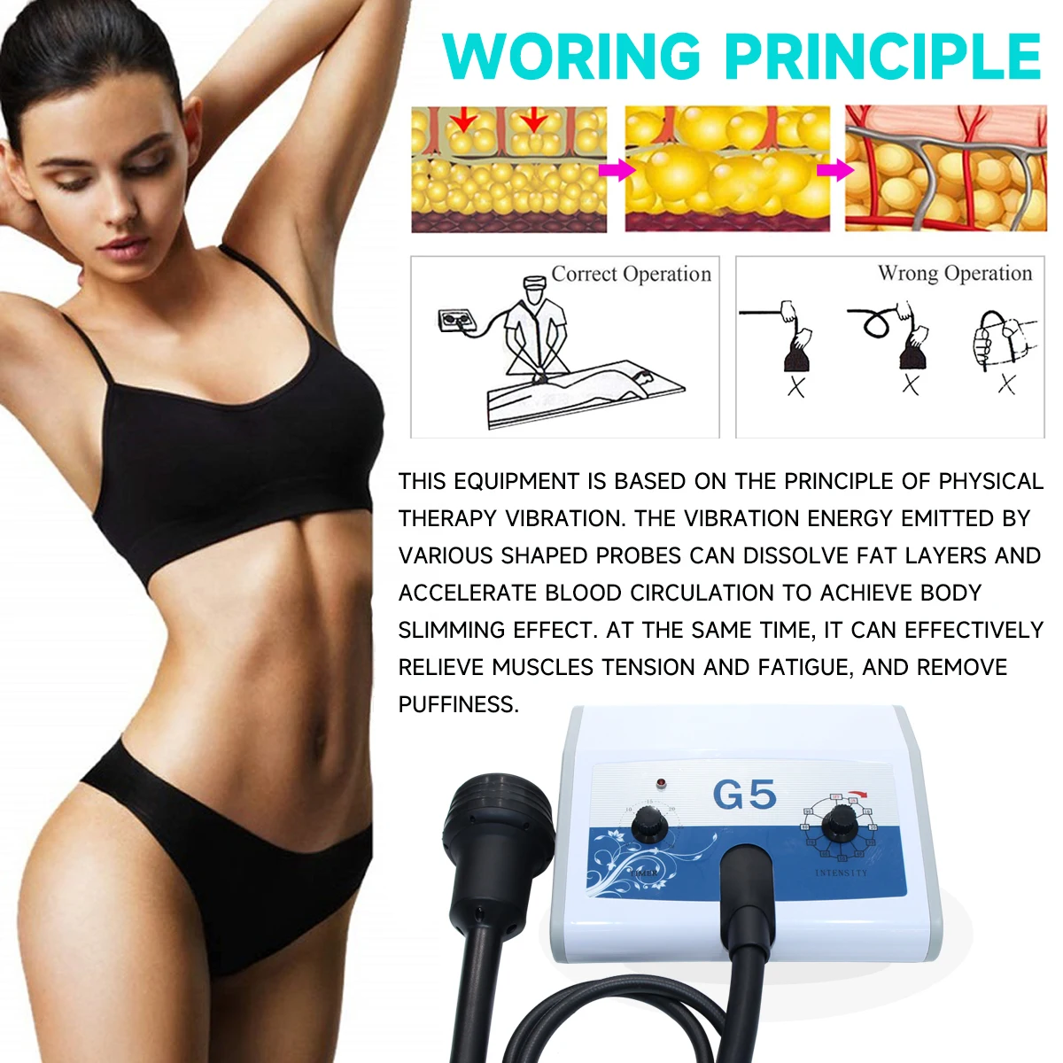 MEISIKANG G5 Massage Cellulite Machine Vibrating Slimming  Weights Loss Vacuum Fat Body Vibrator Abdominal Back Massager Device