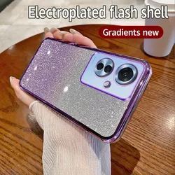 Luxury Electroplated Glitter Soft Bumper Clear Back Cover for OPPO F25 Pro (Sfdd purple)