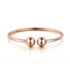 Stainless Steel Double Ball Open Cuff Bangles For Women Trendy Rose Gold Plated Party Jewelry B18027 4