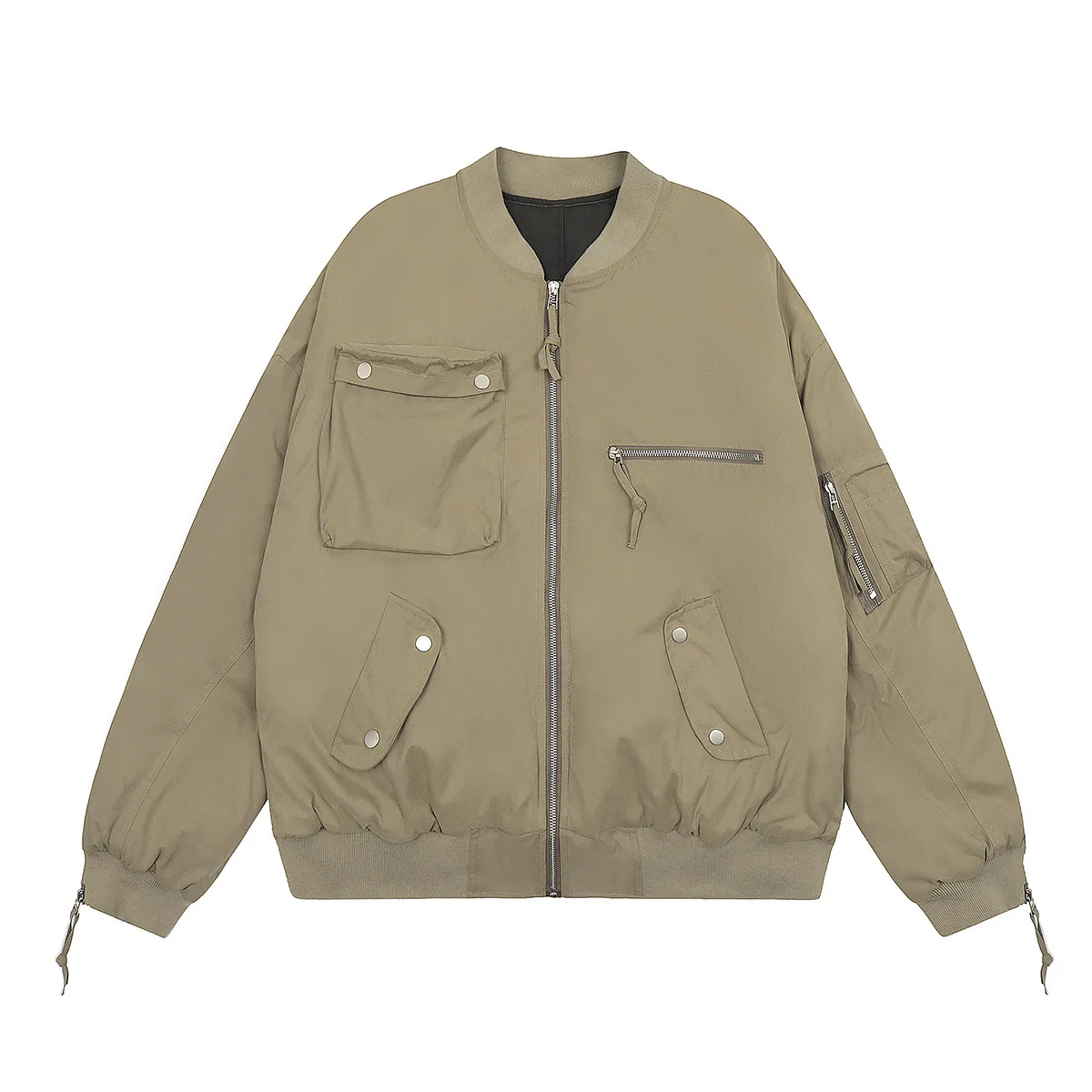 

New 2023 khaki Men Rib Sleeve GRAILZ Fashion High Couple Baseball Coats & Jackets Abstract Coat Motor Pilot Winter Warm #465