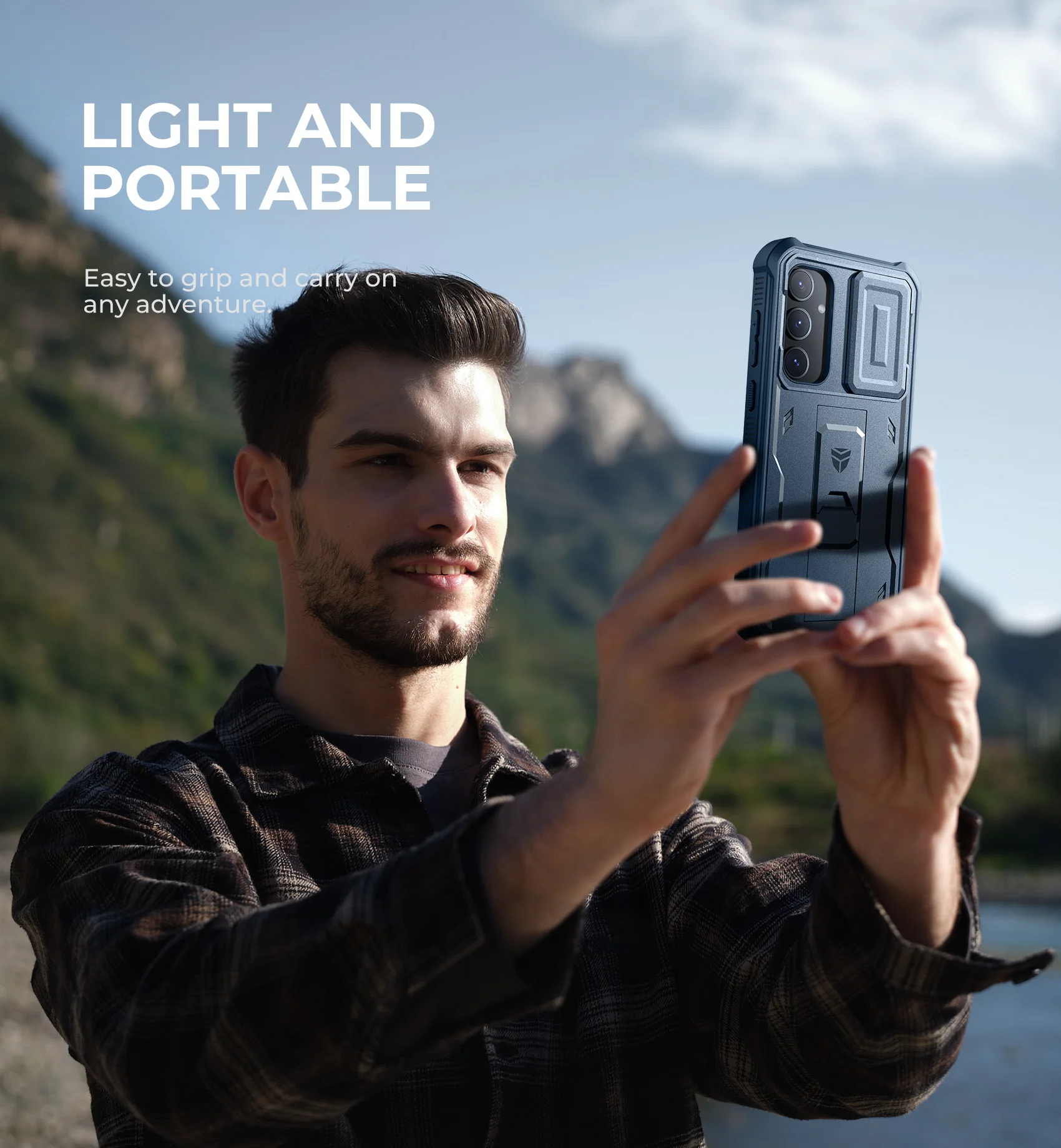 Full-Body Rugged Holster & Kickstand Shockproof Case with Built-in Screen Protector and Camera Cover