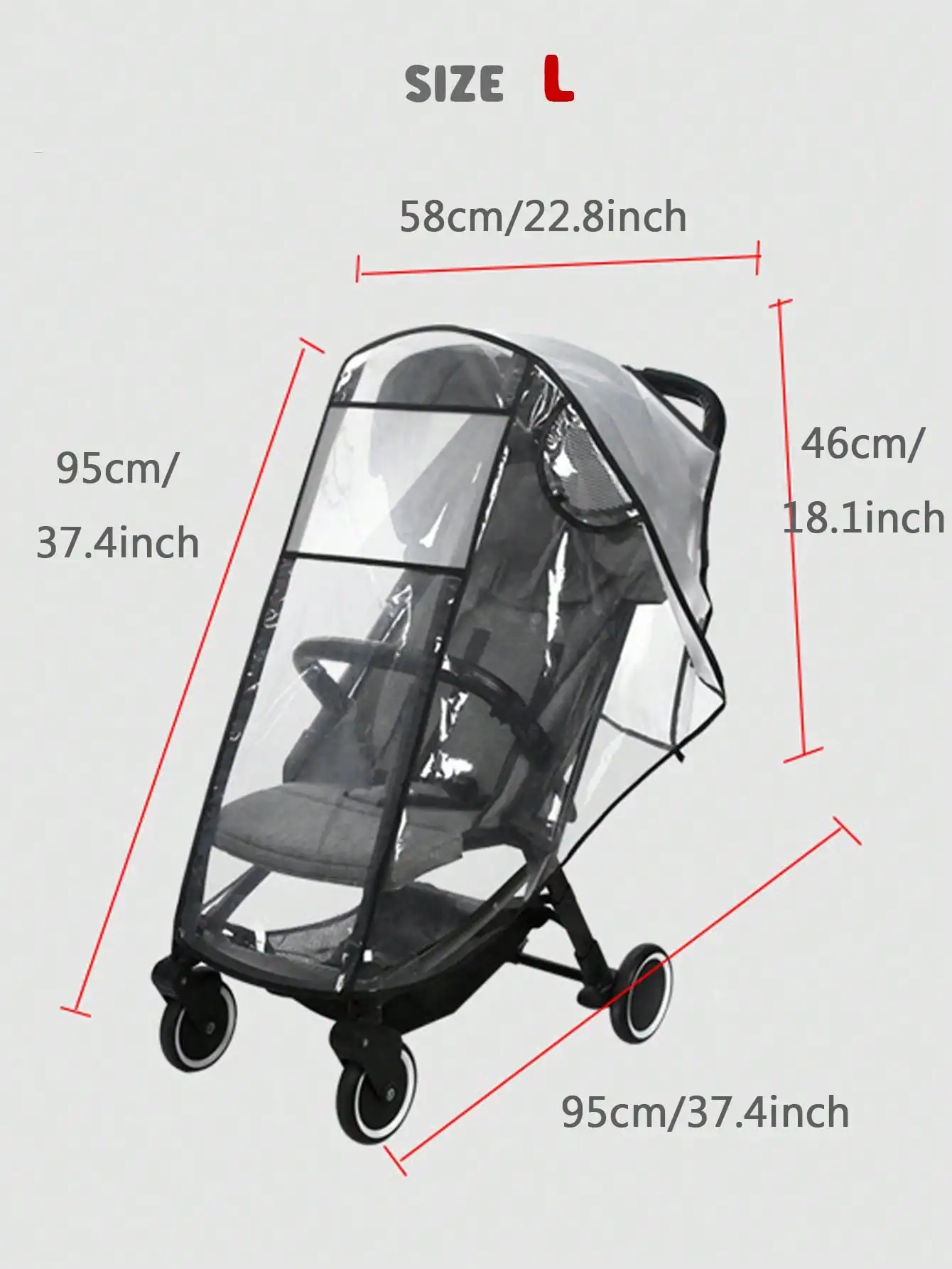 1PC PVC Universal Waterproof Baby Stroller Rain Cover Dust Wind Shield Pram