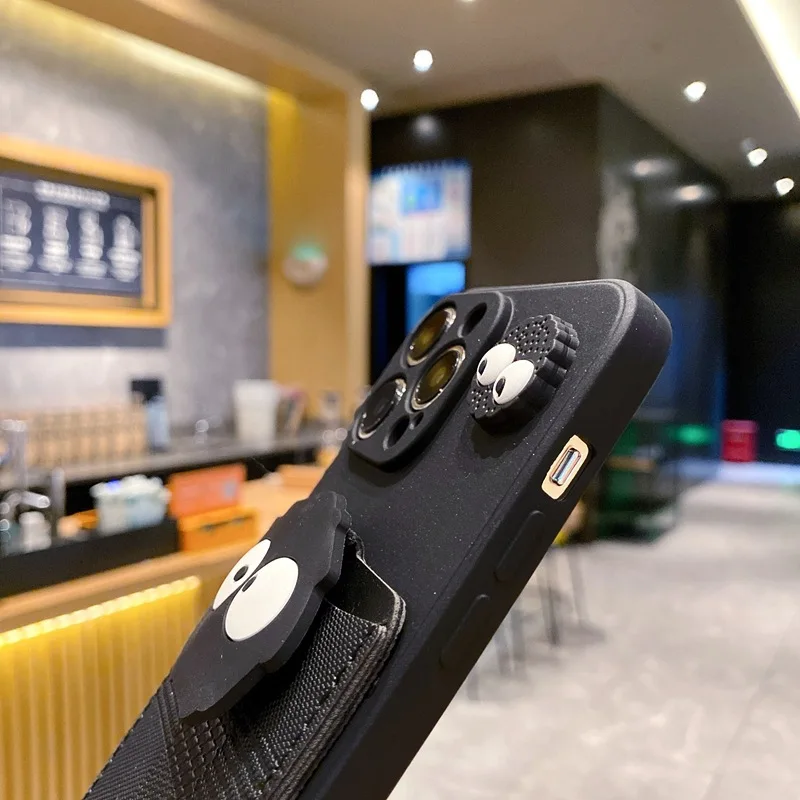 Crossbody Lanyard Cartoon Black Card Bag Phone Case