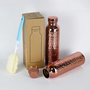 800ML Electroplated Copper Water Bottle​ ​One-Click Open Lid​ Anti-Slip​ ​Hammer Pattern Bottle​ Sports Water Bottle 1