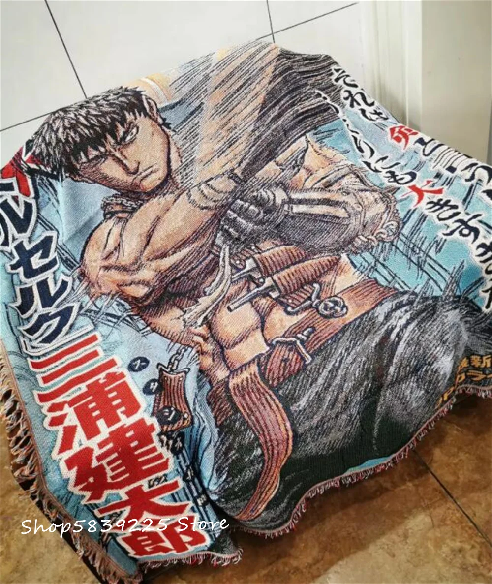 Anime Cotton Handmade Woven Blanket Rug Throw Tapestry Home Decro 130x160cm Tapestry Decor Anime Wall Decor