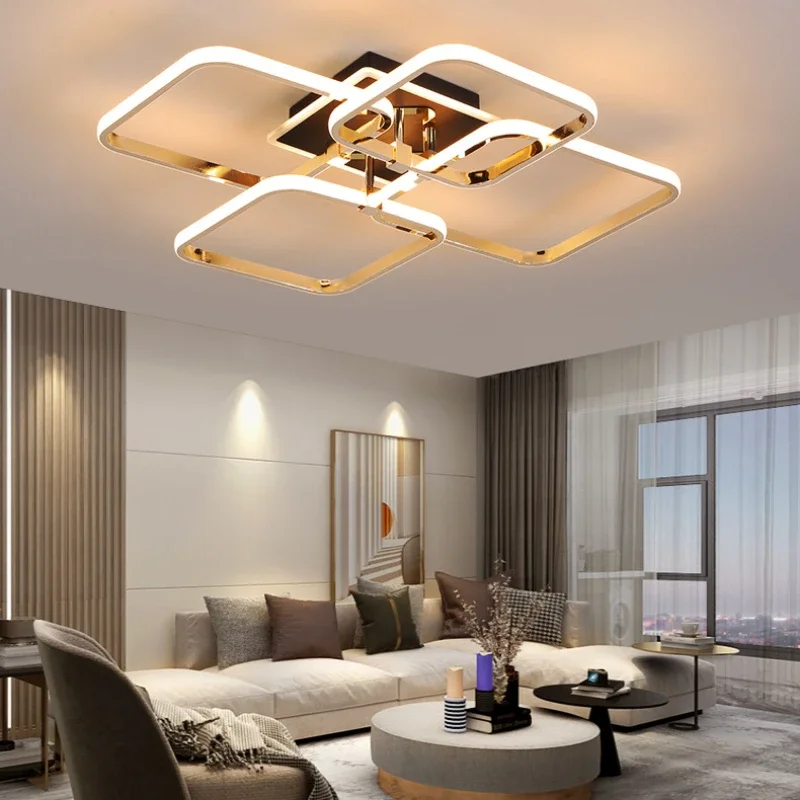 

Modern Decor Chandelier Ultra-thin Square Nordic Linear Hanging Lamp Bedroom Living Room Dinning Room Simple Led Pendant Lights