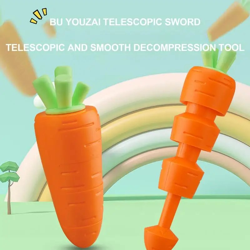 

Gravity Carrot Fidget Sensory Toy 3D Printed Telescopic Carrot Stress Relief Toys Portable Stretchy Toys for Kids Birthday Gifts