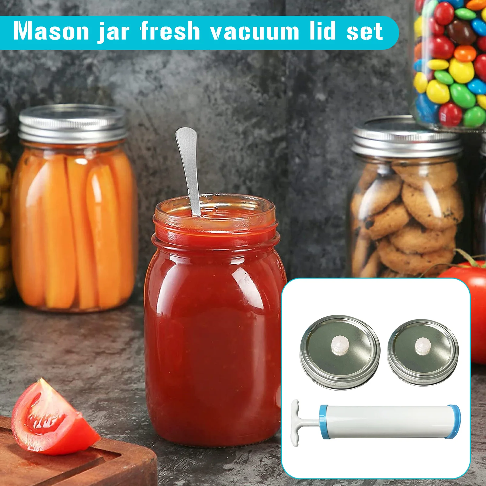 Mason Jars Covers Vacuum Preservation Lids Set Mason Can Air Extraction Caps