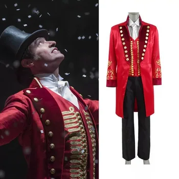 Costume da P.T. Barnum di The Greatest Showman, Uniforme di Hugh Jackman, Giacca Rossa, Abito da Uomo per Halloween e Carnevale