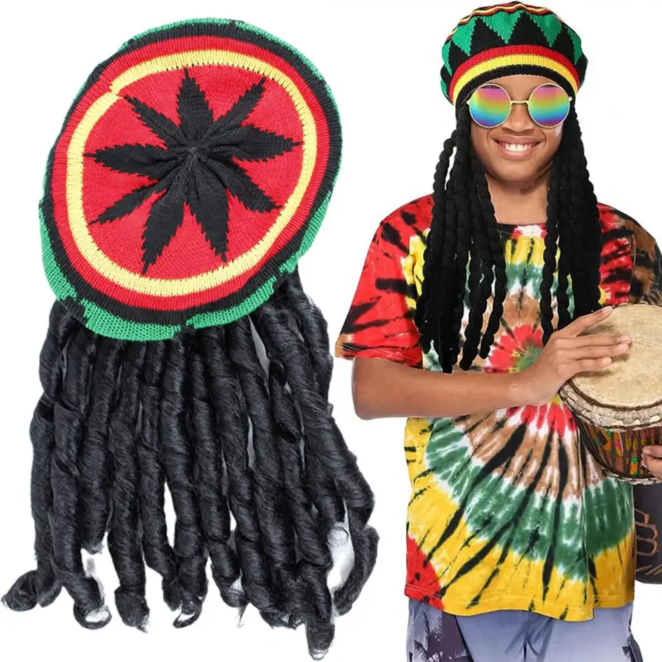 Rasta Hut Mit Dreadlocks - Lustige Strickmütze Für Karneval & Reggae Partys, Unisex Design