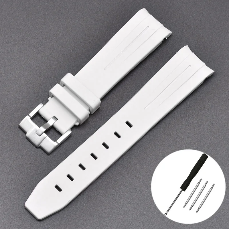 Durable 20mm Curved End Rubber Watch Strap - Waterproof Sports Watchband