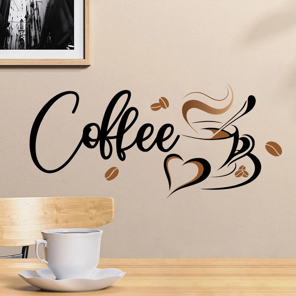 Wall Stickers Coffee Cup Mural For Kitchen Home Living Room Restaurant Cafe Decor