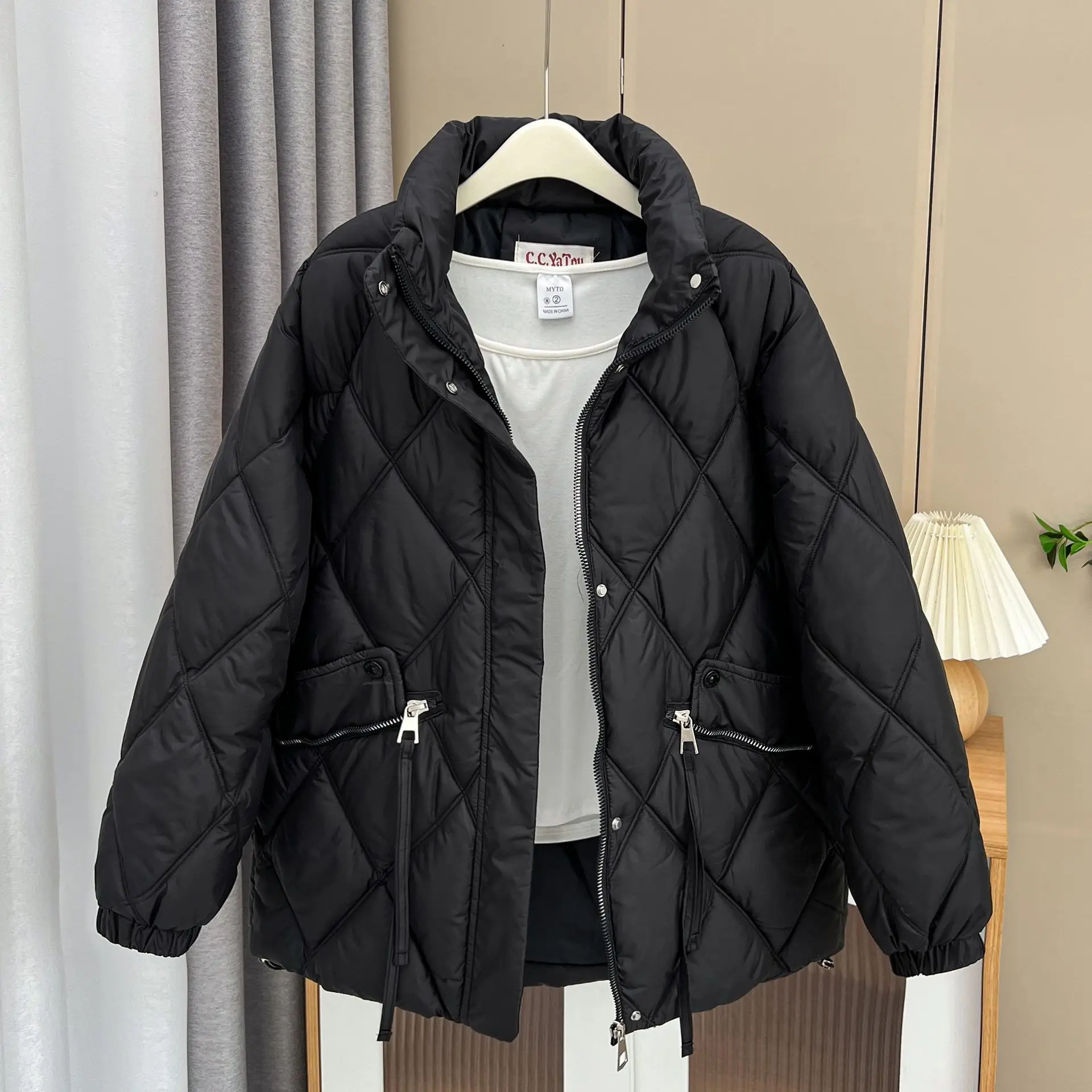 XXXXXL Fashion Plus Size Women's Parkas For Winter Wearing Loose mid-length stand-up Collar Padded Jacket Simple And Warm 8386