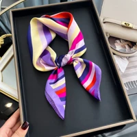 Luxury Square Silk Scarf for Women Hijab Hair Bands Neckerchief Female Satin Shawl Ribbon Headband Fashion Bandana 2024 New 3