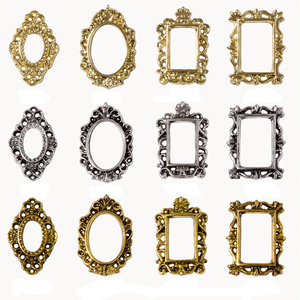 

20Pcs Retro Hollow Frame Nail Art Charms Embossed Design Metal Nail Frames Nail Art Gem 3d Engraved Nail Stickers Art Decoration